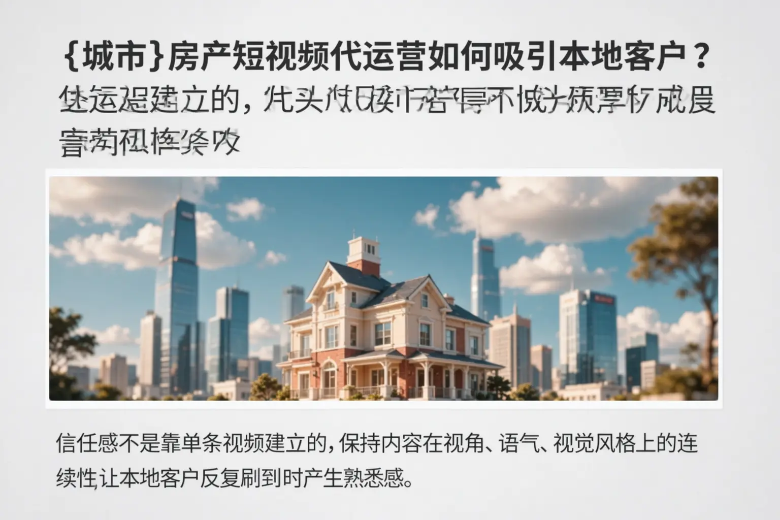 樊城房产短视频代运营如何吸引本地客户?